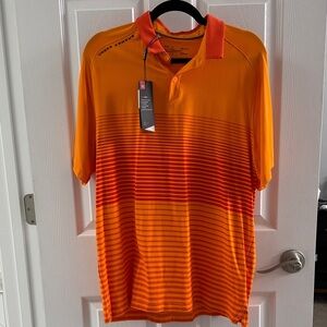 Under Armour Men's Striped Orange Polo